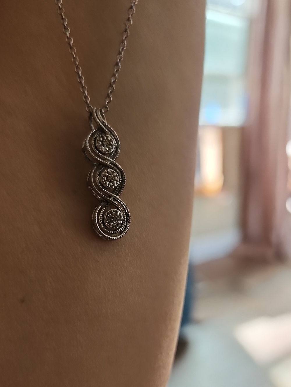 Sterling Silver Triple Circle Pendant Necklace - Silver
